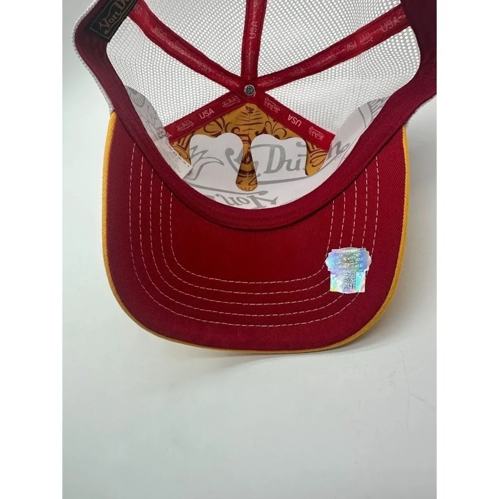 New Von Dutch Trucker Hat Burgundy Gold White Mesh Snapback Adjustable Cap USA